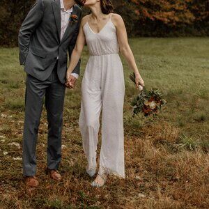 Barzelai (Etsy) White Lace Jumpsuit Size Small